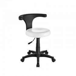 Tabouret avec dossier Ergo : idéal pour la podologie, la chiropodie, la physiothérapie et le secteur tertiaire (couleurs disponi
 1028-Blanc (Ref : 1028WHITE)