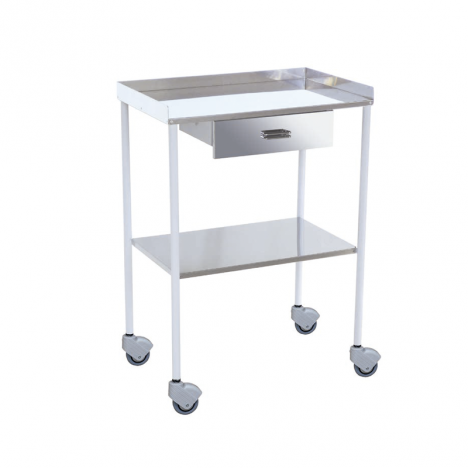 Mesa Auxiliar Blanca 1 Cajón 2 Lisos Inox. - varios modelos